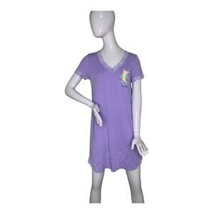 Disneyland Resort Purple V-Neckline  Lace Trim Short Sleeve Nightgown Size S